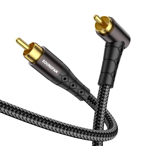 RCA Subwoofer Cable 6ft/2M 90 Degree RCA to RCA Cable Cotton Braided Double Shielded Digital Analogue Supports Amplifiers,Home Theater,Subwoofer (Black) - size: 6ft/2M, style: 90 Degree RCA to RCA