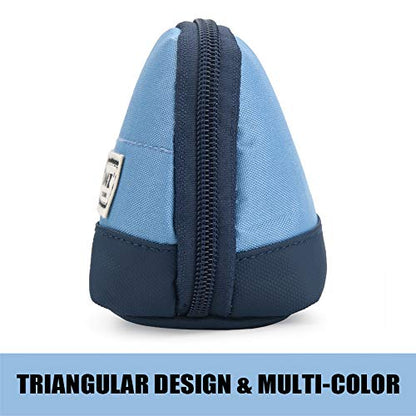 Sooez Wide-Opening Pencil Pen Case, Lightweight & Spacious Pencil Pouch Zipper Stationery Bag, Aesthetic Supply with Triangular Design for Adults, Blue - color: Blue