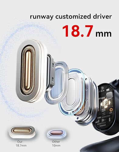 King Lucky True Wireless Open Ear Headphones, Bluetooth 5.3 Wireless Earbuds with Mic, dual link Open Owls Hanging Earphones Lightweight 7.3g 60Hrs Playtime,for sports Running Workout(black), i31pm