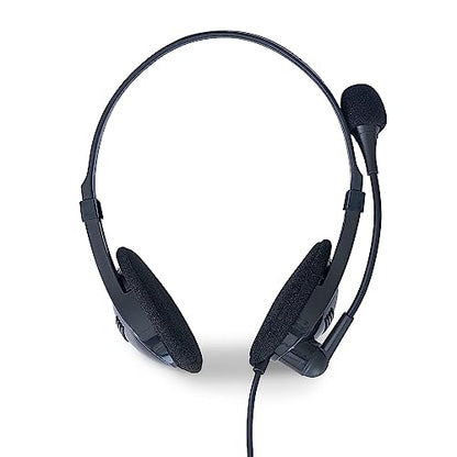 Verbatim Stereo USB Headset with Microphone and in-Line Remote | 3.5mm wired headset with in-line remote and adjustable microphone for calls, conferencing and learning