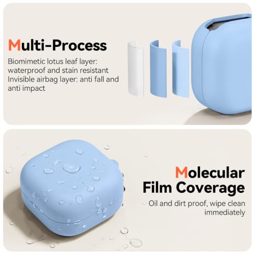 Inesore for Galaxy Buds 4 Pro & Galaxy Buds 4 Case (Sky Blue) | Skin Friendly Silicone Material, with A Multifunctional Cleaning Pen Tool and Keychain, Scratch Resistant, Slip Resistant - color: Sky Blue