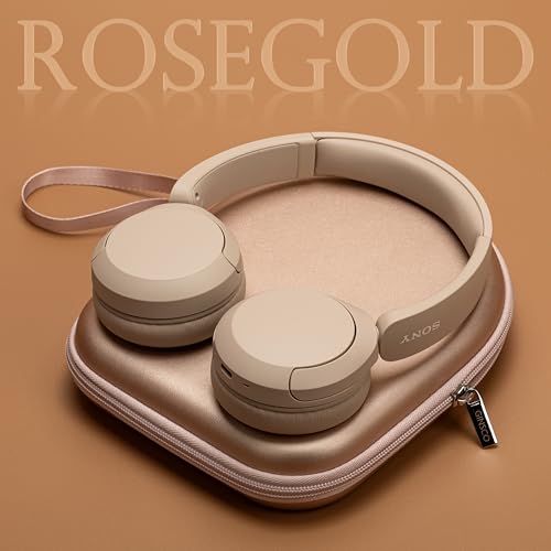 Ginsco Case Compatible with JBL Tune 510BT/520BT/500BT with Sony WH-CH520/510, Ultra-Slim Hard Shell Waterproof Headphone Case for On Ear Headphones (Rose Gold) - color: Rose Gold