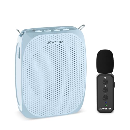 ZOWEETEK Wireless Voice Amplifier with Lavalier Mic for Teachers | Lapel Mic, Portable Speaker, for Speech, Meeting, Yoga, Streaming, Classroom, Rechargeable - color: Blue