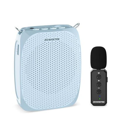 ZOWEETEK Wireless Voice Amplifier with Lavalier Mic for Teachers | Lapel Mic, Portable Speaker, for Speech, Meeting, Yoga, Streaming, Classroom, Rechargeable - color: Blue