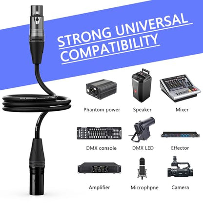 XLR Cables 25ft 6 Pack, Professional X LR to XL R Microphone Cable, Gold-Plated 3-pin XLR Speaker Cable Balanced Mic C able Male to Female, Black - color: Black, size: 25FT