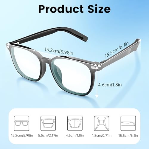 Magnetic Clip-On Bluetooth Glasses, 3-in-1 Interchangeable Lenses (Blue Light, UV400, Night Vision) Smart Audio Eyewear, Built-in Mic & Speaker, Clear Calling for Driving Music Work