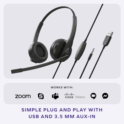 Creative HS-230 USB & 3.5 mm On-Ear Headset with Noise-Cancelling Mic, Inline Mic Mute/Volume Control, Plug-and-Play for Video Calls