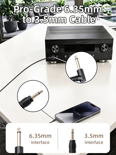 Right Angle 6.35mm to 3.5mm Aux Mono Cable 1.8M/5.9FT - color: 6.35mm angle male to 3.5mm male