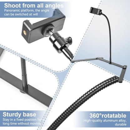 Adjustable Phone Tripod, Overhead Phone Mount, Tabletop Tripod for Cookie Decorating and Teaching Online Live Streaming and Showing Drawing Sketching Cooking