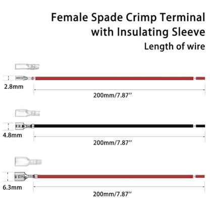 30PCS 2.8mm /4.8mm /6.3mm Female Speaker Wire Connectors with Insulation Sleeve Speaker Connector Quick Splice Kit