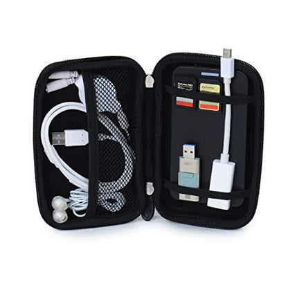 eBigValue Black Nylon 5.2 Inch Earphone Case Pouch Organizer Bag for Earbuds Cables Chargers USB Drives Memory Cards Portable Hard Drives and Small Gadgets