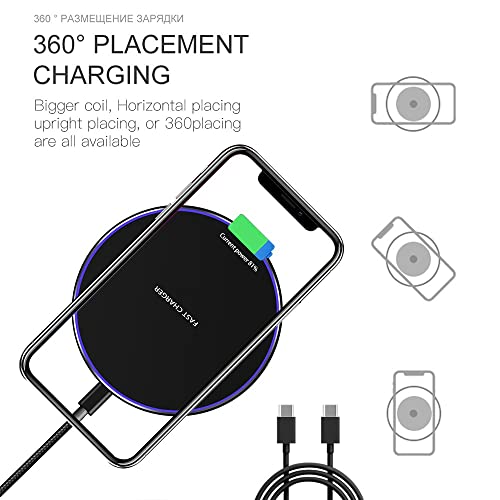 20W Fast Wireless Charger Pad,USB-C Wireless Phone Charging Station | Metal Frame Design,[20W SUPER Fast Charging] Wide Compatible with iPhone 17-11/Airpods,Samsung Galaxy/Buds,LG/Pixel -Black - color: Black