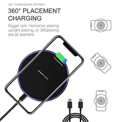 20W Fast Wireless Charger Pad,USB-C Wireless Phone Charging Station | Metal Frame Design,[20W SUPER Fast Charging] Wide Compatible with iPhone 17-11/Airpods,Samsung Galaxy/Buds,LG/Pixel -Black - color: Black