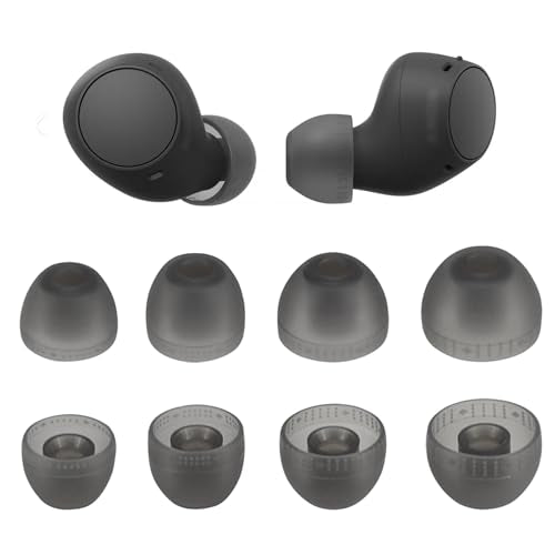 Replacement Ear Tips for Sony WF-C500 / WF-C510 / WF-C710N /WF-C700N | Soft Silicone Eartips with Portable Storage Box (4 Pairs, Black, L/M/S/XS) - size: L/M/S/XS