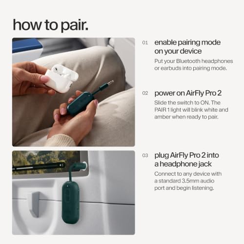 Twelve South AirFly Pro 2, Bluetooth Adapter, Pair 2 AirPods, Teal Ice | Pair 2 AirPods or Wireless Headphones – 3.5mm AUX Bluetooth Transmitter and Receiver for Cars, Boats, Treadmills, TVs & More - color: Teal Ice, style: AirFly Pro 2