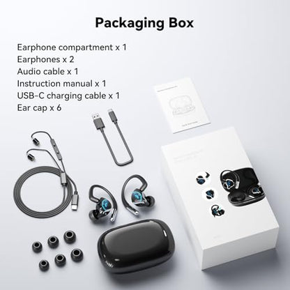 NE81 In-Ear Monitor Headphones, 3 in 1 Wired Gaming Earbuds with Detachable Cable, Switch to Wireless Bluetooth Earbuds in a Second, Hi-Fi In-Ear Headphones for Singers, Musicians, Drummers and DJ