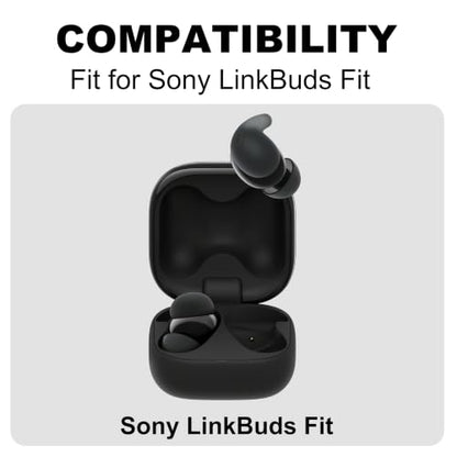 Replacement Ear Tips Compatible with Sony LinkBuds Fit Earbuds | Soft Silicone Eartips with Portable Storage Box (8 Pairs, Black, XS/S/M/L)