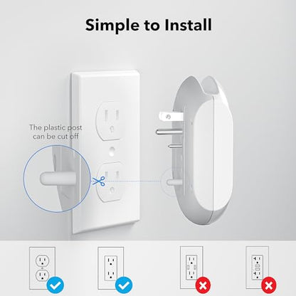 BN-LINK 3-Outlet Extender, Multi Plug Outlets with 3 USB Ports (3.4A Total), Dusk-to-Dawn Sensor Night Light, Surge Protector with Top Phone Holder, for Traveling, Home, School, Office - size: 3 Outlets - Night Light (USB)