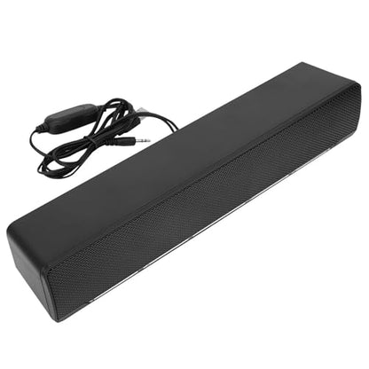 Soundbar,USB Wired SoundBar,Music Player with Bass Surround,Stereo USB Powered Mini Soundbar Speakers with 3.5mm Input for PC Tablets Laptop Desktop Projector Cellphone for Home Theater(Black)