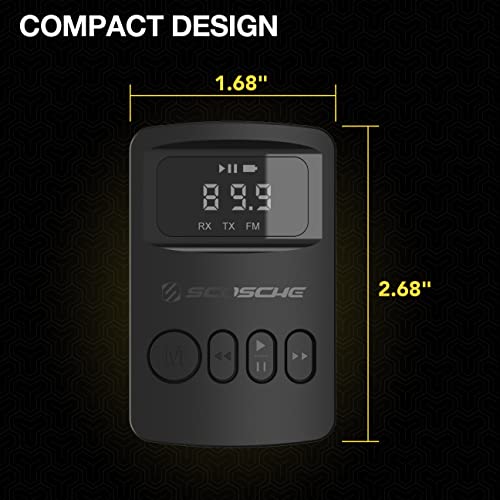Scosche BTTRFM-SP1 Portable Bluetooth Transmitter/Receiver, FM Transmitter and Wireless Audio Receiver for TV, Headphones, Home/Car Stereo, Airplane Entertainment and more, up to 7 Hour Battery Life - color: Black