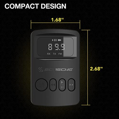 Scosche BTTRFM-SP1 Portable Bluetooth Transmitter/Receiver, FM Transmitter and Wireless Audio Receiver for TV, Headphones, Home/Car Stereo, Airplane Entertainment and more, up to 7 Hour Battery Life - color: Black