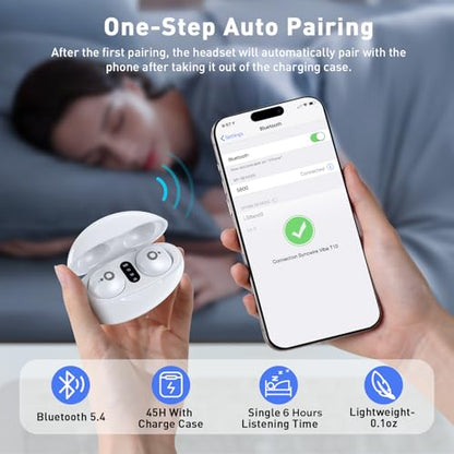 UYI Sleep Headphones, Wireless Sleep Earbuds for Side Sleepers, Mini Invisible Earbuds for Sleeping, Ultra-Thin Bluetooth 5.4, Comfortable Fit (White)