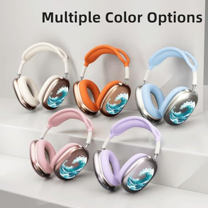 Sea Ocean Waves Clear Case for Airpods Max Headphones Unique Hawaii Design Soft TPU Ear Cups Cover Anti-Scratch Silicone Ear Pad Protective Case 53 Headband Cover for Apple Airpods Max - color: Waves 02