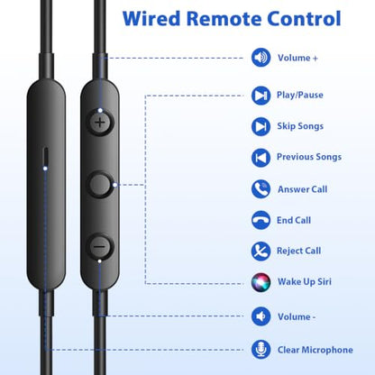 iMangoo for Apple MFi-Certified Lightning Wired Earbuds Headphones with Mic