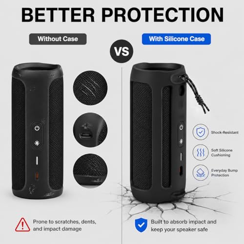 Silicone Case Compatible for FLIP 5 Portable Bluetooth Speaker, Gel Soft Skin Cover, Rubber Case, Travel Carry Pouch with Strap Not for Flip 6 (Speaker not Included | Soft Silicone Case for Flip 5 Speaker, Made for Grip, Travel Carry, and Everyday Cratch