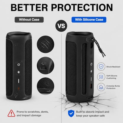 Silicone Case Compatible for FLIP 5 Portable Bluetooth Speaker, Gel Soft Skin Cover, Rubber Case, Travel Carry Pouch with Strap Not for Flip 6 (Speaker not Included | Soft Silicone Case for Flip 5 Speaker, Made for Grip, Travel Carry, and Everyday Cratch