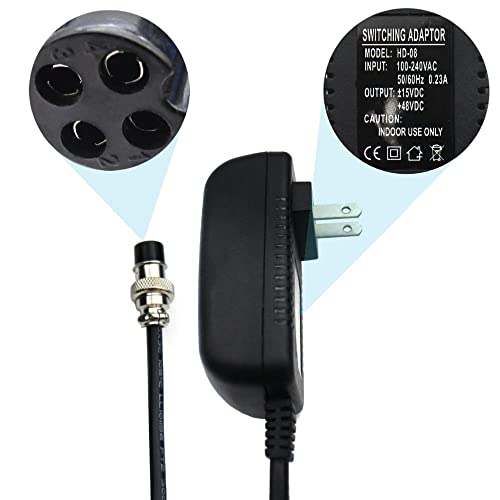 4-Pin Power Supply Adapter for F4/F7/CT4-16 Audio Mixers | for 4/6/8/12/16 Channels Professional Sound Mixing Console with 15VDC for 4-Hole Connector for Home Karaoke and PA System