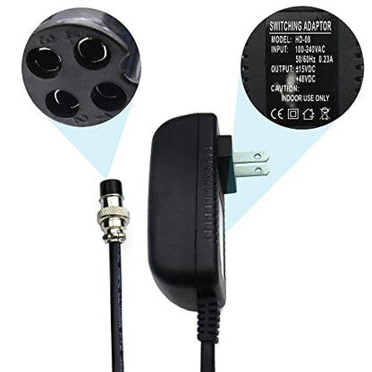 4-Pin Power Supply Adapter for F4/F7/CT4-16 Audio Mixers | for 4/6/8/12/16 Channels Professional Sound Mixing Console with 15VDC for 4-Hole Connector for Home Karaoke and PA System