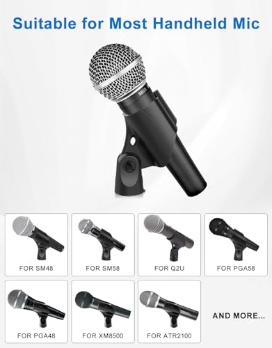 Microphone Clip for Mic Stands, Universal Handheld, 2 Pcs, 5/8"-3/8"Adapter