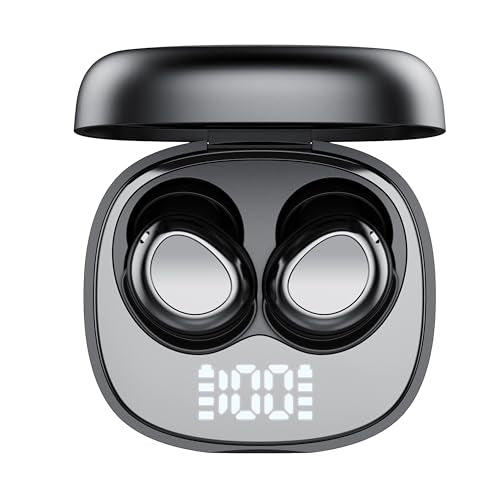 Sleep Ear Buds, 2025 True Wireless Earbuds, Ultra-Mini Bluetooth 5.4 Earbuds for Side Sleepers, 42H Play Hi-Fi Stereo 3D Bass Noise Cancelling Bluetooth headphones, USB C, IP7 Waterproof LED Earphones - color: Black