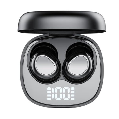 Sleep Ear Buds, 2025 True Wireless Earbuds, Ultra-Mini Bluetooth 5.4 Earbuds for Side Sleepers, 42H Play Hi-Fi Stereo 3D Bass Noise Cancelling Bluetooth headphones, USB C, IP7 Waterproof LED Earphones - color: Black