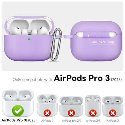 for AirPods Pro 3 Case 2025,Come with Cleaner Kit,Magnetic Purple | Silicone Protective Cover for Airpod Pro 3rd Generation Case with Keychain,for Women Men,One-Piece Design,Shockproof,Magnetic - color: A1-Magnetic Purple