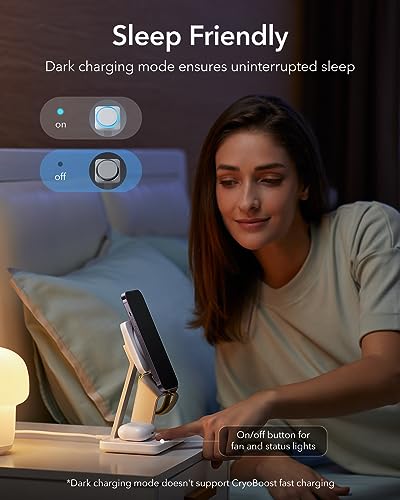 ESR 25W 3-in-1 Charger Stand for Magsafe, Made for Apple-Certified | Magnetic Wireless Charger with Cryoboost, Phone Cooling Charging Station for iPhone 17-12/Apple Watch/AirPods Pro, White