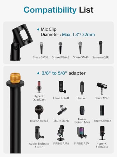 InnoGear Desktop Microphone Stand & 360° Rotatable Low Profile Mic Stand with Magnetic Cable Management Desk Mount for Fifine AM8 K669B Blue Yeti HyperX QuadCast SoloCast AT2020
