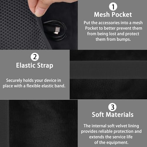 for Bose New SoundLink Micro 2nd Gen Speaker Protective Case, Black | EVA Hard Shell, Soft Velvet Lining, Durable Wrist Strap, Portable Travel Bag with Carabiner, Mesh Accessory Pocket - color: Black Case