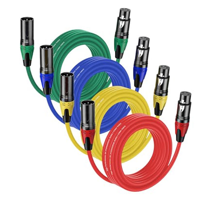 4Pack-25FT XLR Male to XLR Female Cables, Professional Balanced Microphone Lead, Extension Mic Cable Cord (Blue, Red,Yellow,Blue) - style: 4pack-25FT