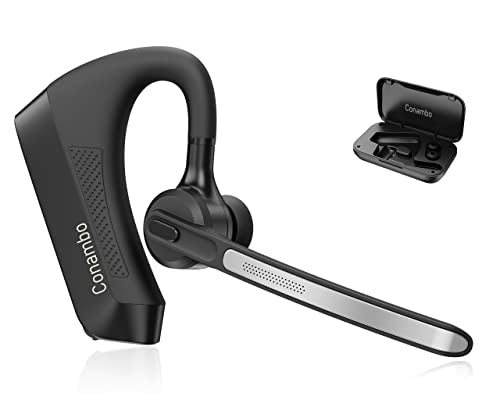 Conambo K21 Bluetooth Headset V5.1, Bluetooth Earpiece with CVC 8.0 Dual Mic Noise Cancelling Wireless Headphone - Mute & Volume Buttons 16Hrs Talking for iOS Android Cell Phone, Trucker, Office Work