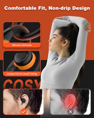 Jzones Open Ear Headphones Wireless Bluetooth 5.3, Open Ear Earbuds with Dual 16.2mm Dynamic Drivers 60 Hours Playtime Waterproof Sport Earbuds for Android iPhone TV,Black - color: Black