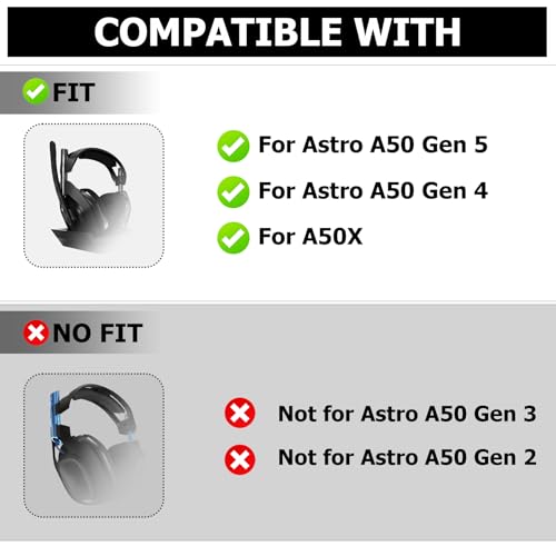A50 Mod Kit – Replacement Gel Ear Cushions & Headband Kit for Astro A50 Gen 4 / Gen 5, Cooling Gel Padding, Thickened Noise-Isolating Foam, Comfort Upgrade(Black) - color: Gel black