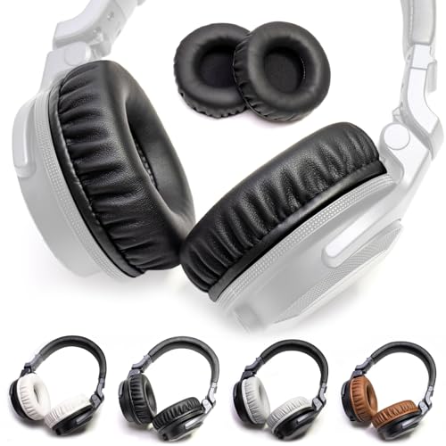 Soft Protein Leather Ear Pads for Pioneer HDJ CUE1 Cue One, HDJ500 DJ Headphone (Black) - color: Black