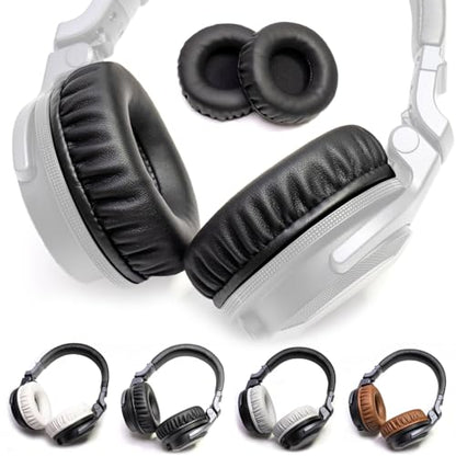 Soft Protein Leather Ear Pads for Pioneer HDJ CUE1 Cue One, HDJ500 DJ Headphone (Black) - color: Black