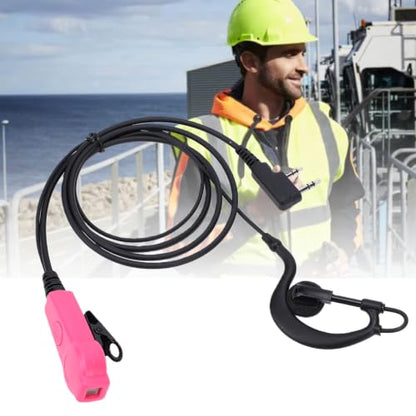 2 Pin G Shape Radio Earpiece with Microphone, HandsFree Headset for TK Series Two Way Radio