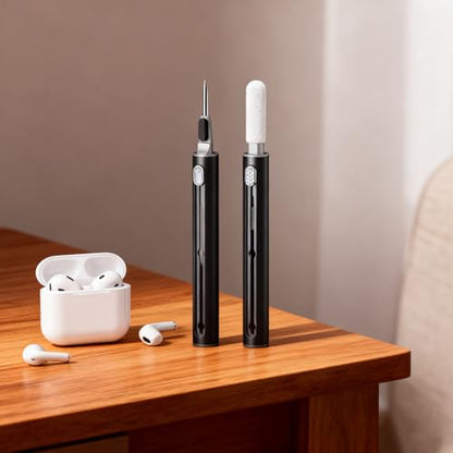 2 Pcs Cleaner Kit for Airpods Pro 1 2 3 Multi-Function Cleaning Pen with Soft Brush Flocking Sponge for Bluetooth Earphones Case Cleaning Tools, Black - color: Black