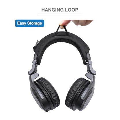 Headband Cushion Cover Compatible with Pioneer DJ HDJ-CUE1, HDJ-CX, HDJ-500 On-Ear DJ Headphone, 6mm Thick Soft Cushion for Pressure Relief, No Wobble Zipper Slider, with Hanging Loop