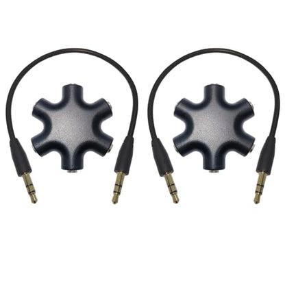 5-Jack Audio Headphone Splitter 5 Way for 3.5mm Devices Multi Earphone Splitter Adaptor 5 Ports Female Connector Adapter (2 Packs) - size: 2 packs