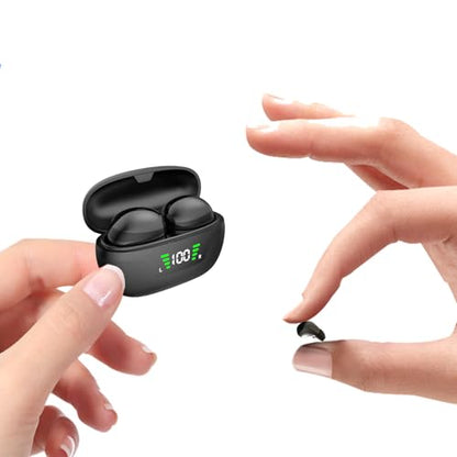 Wireless Small Mini Earbuds Bluetooth in Ear Soft Hidden Headphones Discreet Ear Buds ENC Noise Cancelling Men Women Low Profile Sleep Tiny Earphones for iPhone Android Work Sports Audiobooks - color: Black
